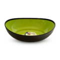 Large Oval Serving Bowl | Two-Tone Matte Black & Lime Green | Salad, Fruit & Snack Bowl