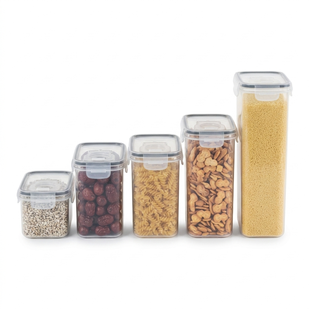 5 Piece Airtight Food Storage Containers Set | Clip Lock Lids | BPA Free | Pantry Organizer for Cereal, Pasta, Grains & Snacks