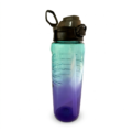Large Sports Water Bottle Teal Purple Ombre | Push Button Flip Lid | BPA Free Gym Bottle with Measurements