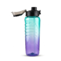 Large Sports Water Bottle Teal Purple Ombre | Push Button Flip Lid | BPA Free Gym Bottle with Measurements