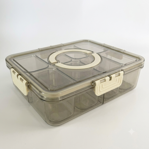 Transparent Lunch Box with 4 Removable Compartments | Locking Latch | Fridge & Picnic Organizer
